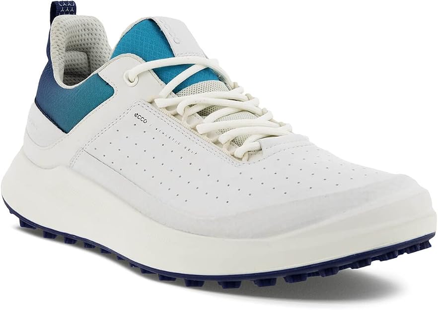 ECCO M Kors Leather Golf Shoes - White / Blue Depths / Caribbean