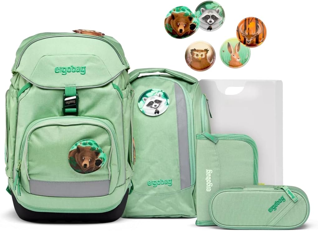 Ergobag Eco Hero Edition Pack Set, 6-piece set, Forest Bear Dweller - Green