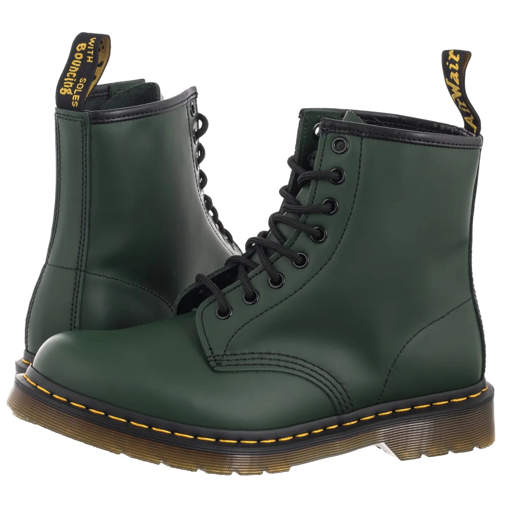 Dr. Martens 1460 Unisex Smooth Leather Lace Up Boots, Green